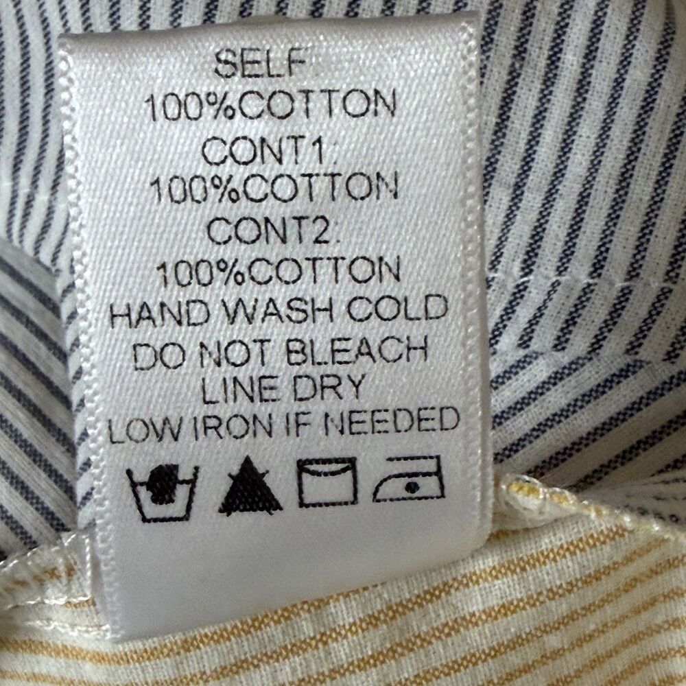 Lalavon Button Front Shirt Top Blouse Color Block Pinstripe Womens M - Picture 7 of 7